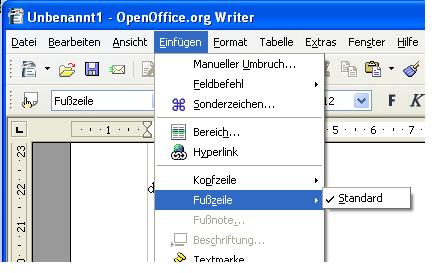 Нумерация страниц в Open Office Writer